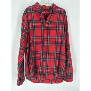 Supreme Flannel Red Blue Green Plaid‎ Shirt. Sz Medium  Long Sleeve Button Down